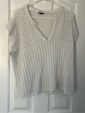 Torrid Cream Open-Knit V-Neck Sweater Vest
